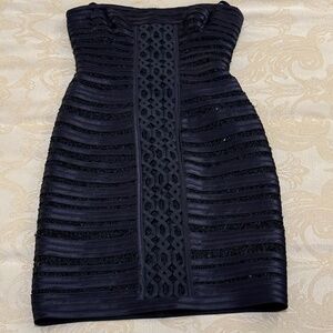 Size 0 Black BCBGMaxazria strapless  mini dress